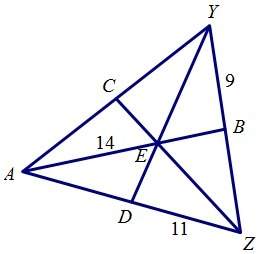 Given that e is the centroid of triangle yaz find yz.