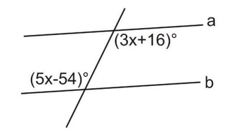 What is the value of x if line a is parallel to line b and is cut by a transversal?