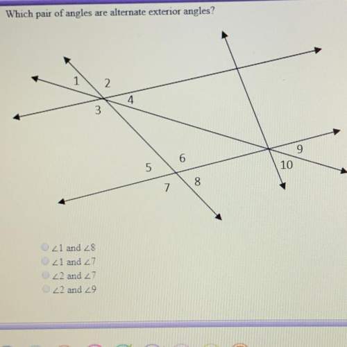 Which pair of angles are alternate exterior angles?  &lt; 1 and &lt; 8 &lt; 1 and &lt; 7