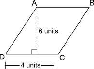 1.what is the area, in square units, of the parallelogram shown below?  12 square