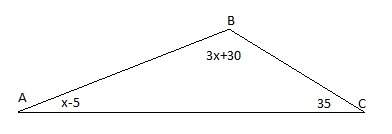 3. triangle abc has angle measures as shown. a) what is the value of x? show your work.