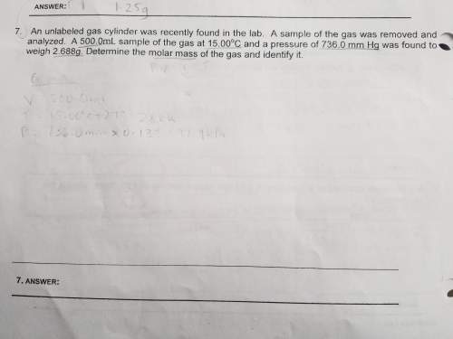 Ireally need for this chemistry question. steps and how it was worked out would be !