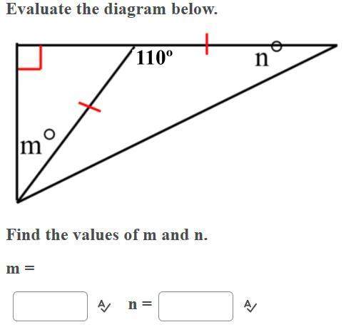 3valuate the diagram below. find the values of m and n.