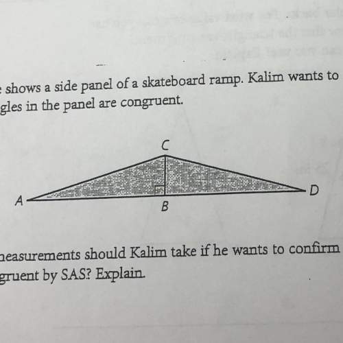 The figure shows a side panel of a skateboard ramp. kalim wants to confirm that the right triangles