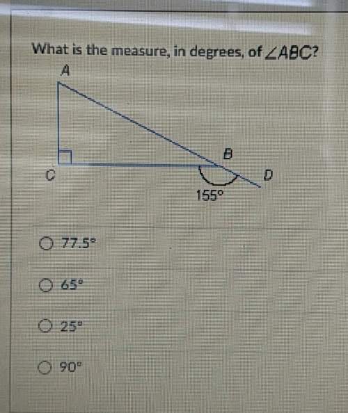 What is the measure in degrees of &lt; abc?
