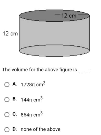 The volume for the above figure is?