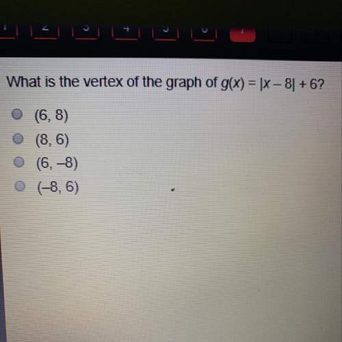 What is the vertex of the graph of g(x) = (x - 8)+ 6?  (6,8) (8,6) 6.-8) (-8