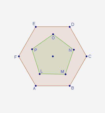 a regular pentagon shares a common center with a regular hexagon. if lm || ab, across how man