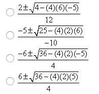 1. what values of a, b, and c would you use in the quadratic formula for the following equation?