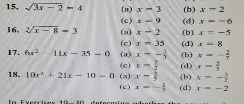 Need with number 16 i have to determine whether each value of x is a solution of the equation
