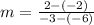 m=\frac{2-\left(-2\right)}{-3-\left(-6\right)}