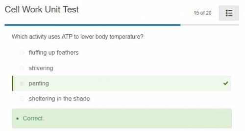 Which activity uses ATP to lower body temperature?

shivering
panting
sheltering in the shade
fluffi