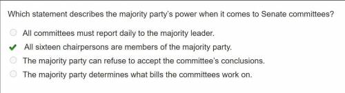 Which statement describes the majority party's power when it comes to the senate committees