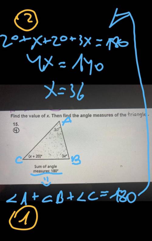 Someone please help! 
Find the value of x. Then find the angle measures of the triangle.