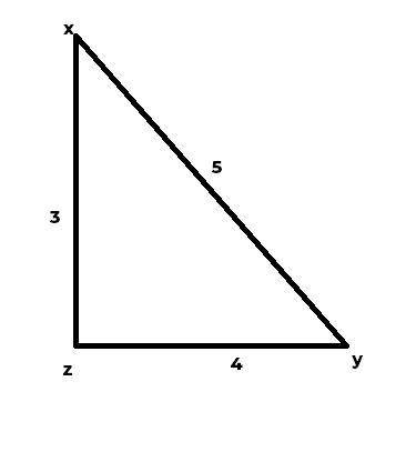 In ΔXYZ, the measure of ∠Z=90°, ZY = 4, XZ = 3, and YX = 5. What ratio represents the tangent of ∠X?