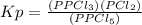 Kp=\frac{(P PCl_{3})(P Cl_{2})}{(P PCl_{5})}