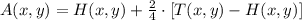 A(x,y) = H(x,y) + \frac{2}{4}\cdot [T(x,y)-H(x,y)]