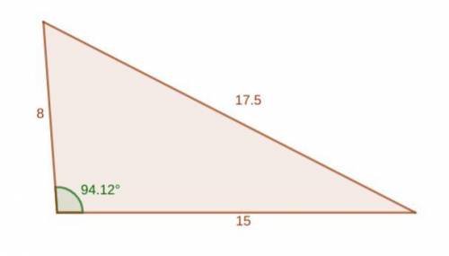 A triangle with side lengths of 8, 15, and 17.5 form a right triangle.

I would appreciate the help
