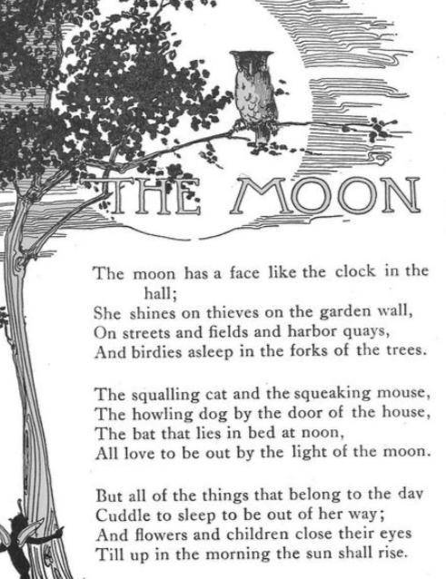 A poem that’s called “A Child’s Garden Of Verses: The Moon”.

The question is “look at the last word