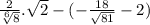 \frac{2}{\sqrt[6]{8} }.\sqrt{2}-(-\frac{18}{\sqrt{81} } -2)