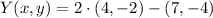 Y(x,y) = 2\cdot (4,-2)-(7,-4)