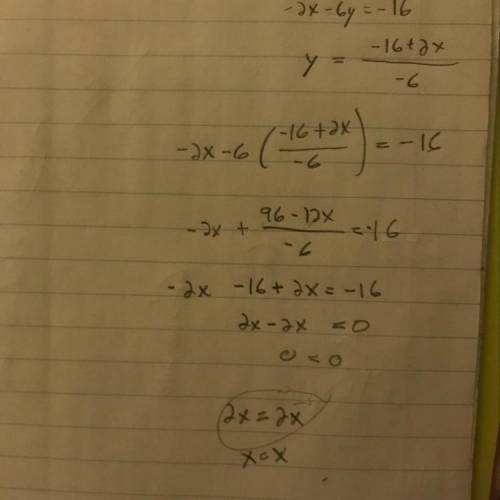 System equations -2x-6y=-16