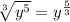 \sqrt[3]{y^5}=y^{\frac{5}{3}