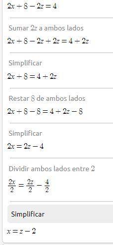 Solve the floowing systems of euations algebrically. 
x+8=z
2x+8-2z=4
-x-y+3z=2