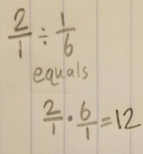 The quotient 2 divided by 1/6 in simplest form