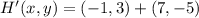 H'(x,y) = (-1,3) + (7,-5)