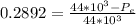 0.2892   =  \frac{44*10^{3} - P_e}{44*10^{3}}