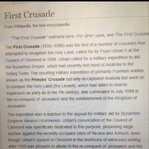 What started the first crusade, or holy way, against the muslim turks