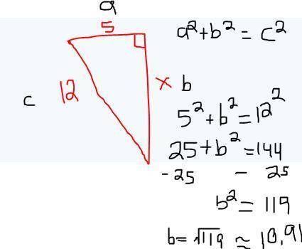 Find the value of x in the triangle shown below.
5
12
X
