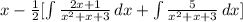 x - \frac{1}{2} [\int {\frac{2x+1}{x^2+x+3} } \, dx + \int {\frac{5}{x^2+x+3} } \, dx ]