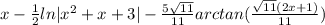 x - \frac{1}{2}ln|x^2+x+3| - \frac{5\sqrt{11} }{11}arctan(\frac{\sqrt{11}(2x+1) }{11} )