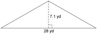 Find the area of the triangle  a) 198 yd2 b) 106 yd2 c) 99.4 yd2 d) 32.2 yd2