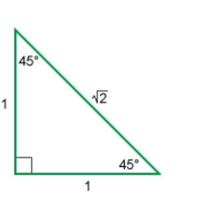 In the triangle below, what is the cosine of 45?
