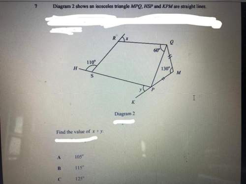 Diagram 2 shows an isosceles triangle mpq, hsp and kpm are straight lines. find the value of x