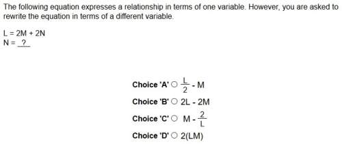 Rewrite the equation in terms of a different variable.  l = 2m + 2n n = ?