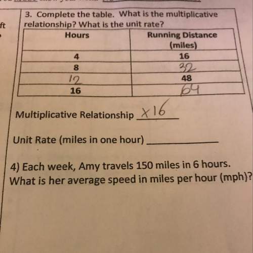 3. complete the table. what is the multiplicative relationship? what is the unit rate?