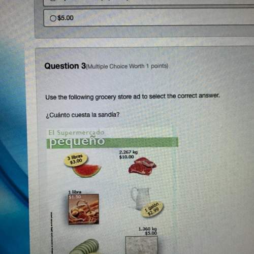 Use the following grocery store ad to select the correct answer ¿cuanto cuesta la sandia?