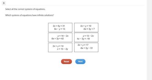 Select all the correct systems of equations. which systems of equations have infinite so