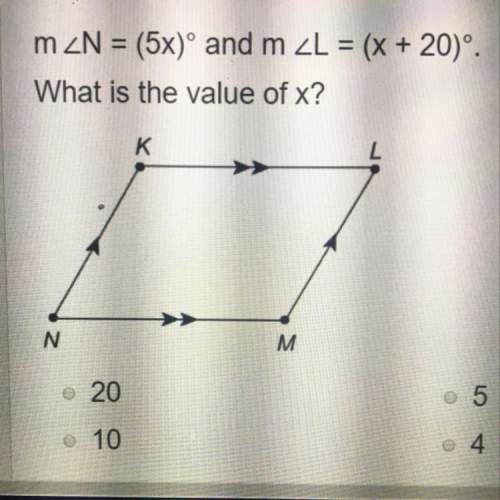 Mwhat is the value of x?  a. 20 b. 10 c. 5 d. 4