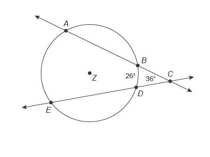 Circle z is intersected by ac←→ and ce←→. what is the measure of ae?