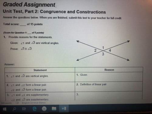 Someone provide reasons for the statements.  given: ∠1 and ∠3 are vertical angles