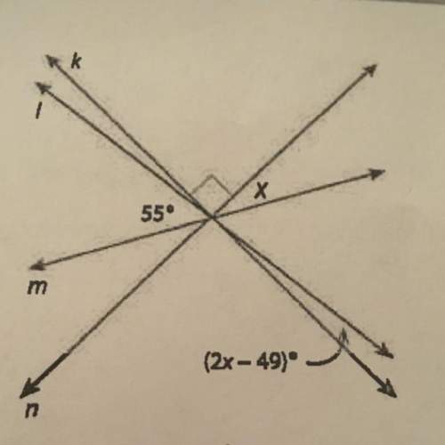 3: four straight lines k l m , and n intersect as shown in the diagram. lines k and n are per