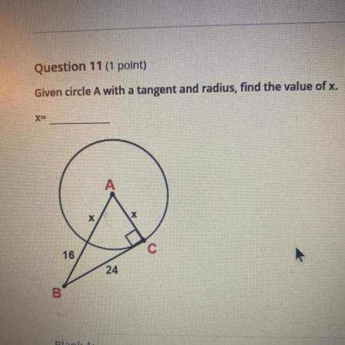 25 pointss plz  given circle a with a tangent and radius, find the value of x
