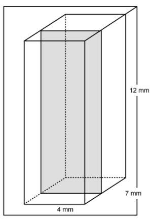 Aslice is made perpendicular to the base of a right rectangular prism as shown. what is