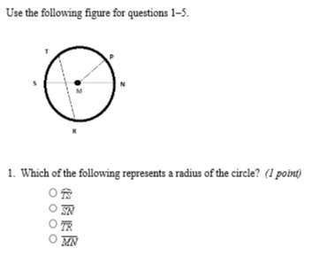 1. which of the following represents a radius of the circle?