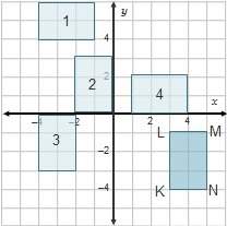 The rule t1, -4 ro, 180°(x, y) is applied to rectangle klmn. which rectangle shows the final image?
